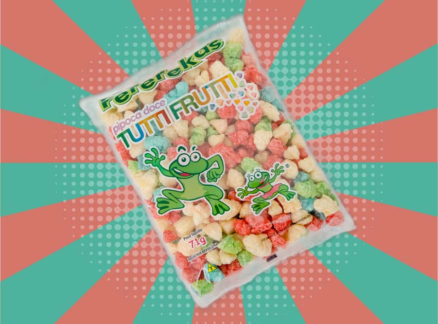 Pacote de Pererekas pipocas sabor tutti-frutti